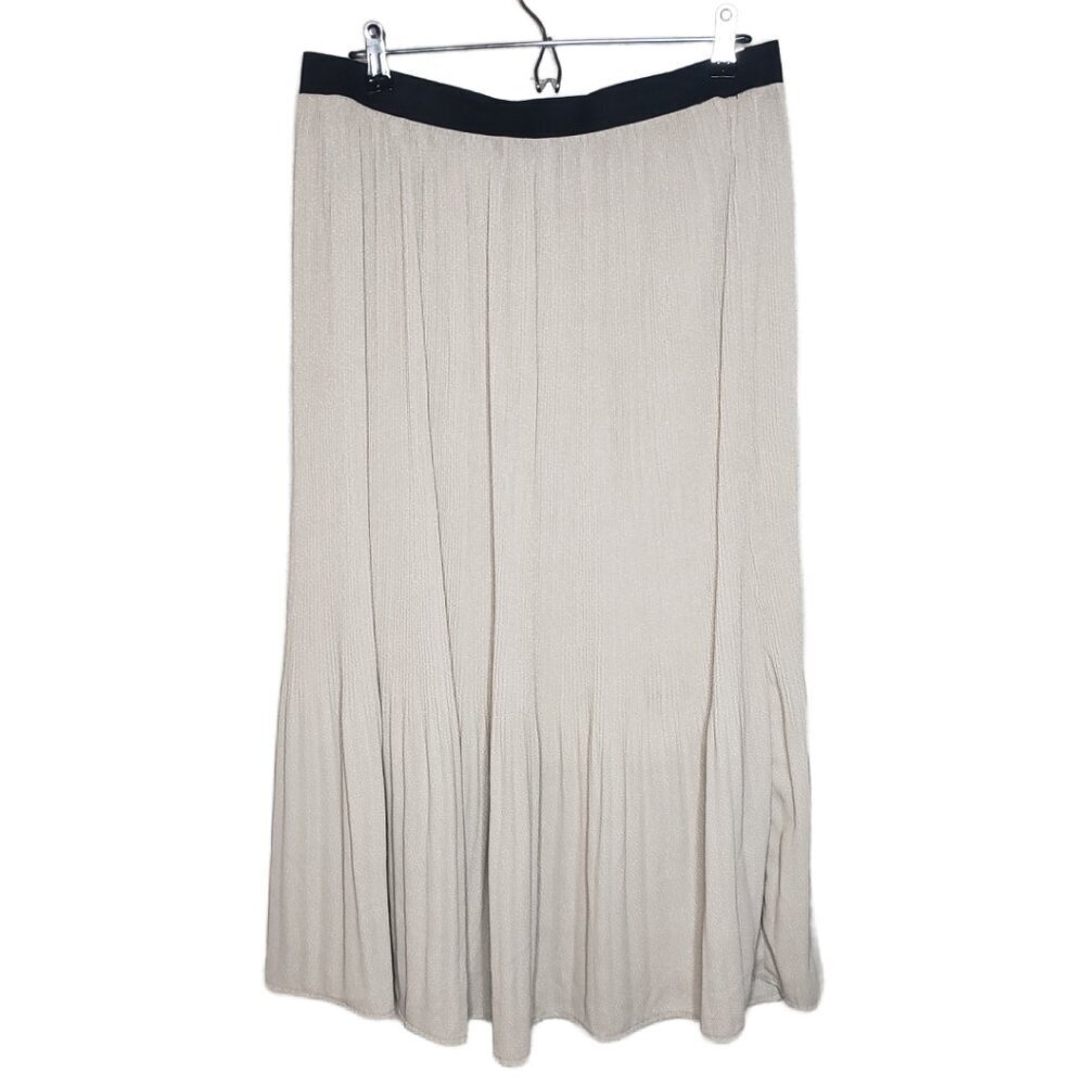 Adriana Papell Flowy Pleated Midi Skirt, Cream Women's Sz L(1476)